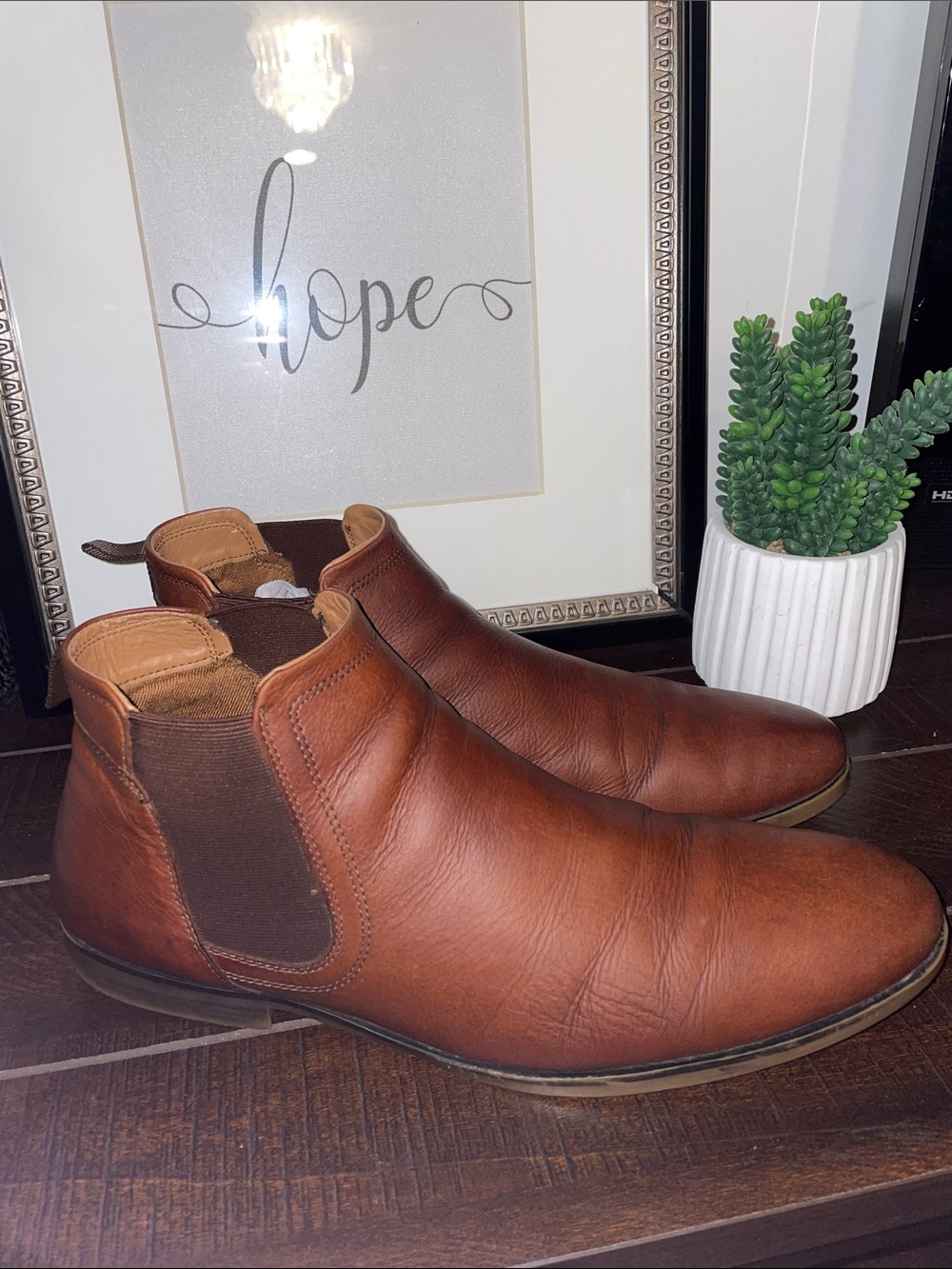 Crown Vintage Farid Men's Tan Leather Chukka Chelsea Boots Size 12
